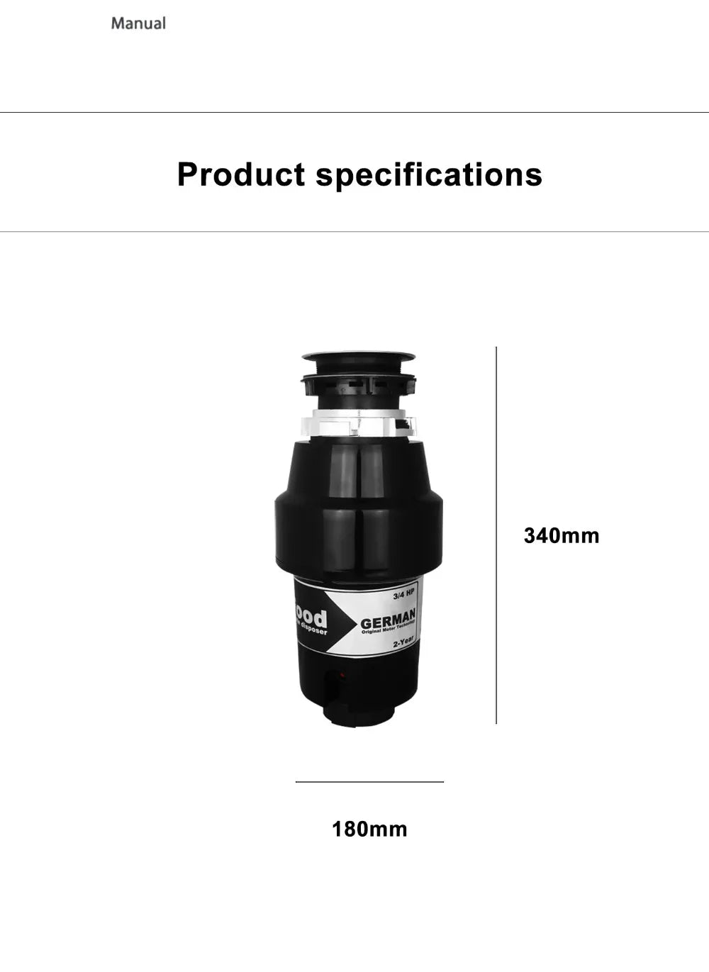 76336A German 1000W Motor Technology 1 Horsepower Deluxe Continuous Feed Disposall Food Waste Disposer + Air Switch
