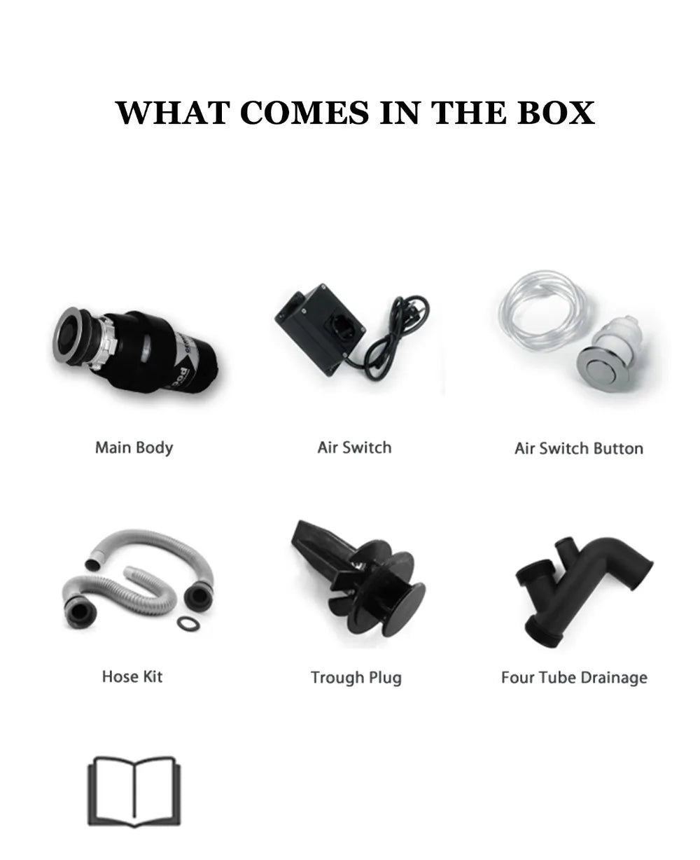 76336A German 1000W Motor Technology 1 Horsepower Deluxe Continuous Feed Disposall Food Waste Disposer + Air Switch