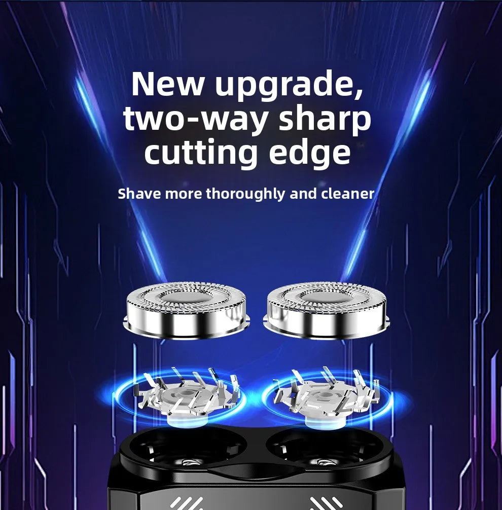 Powerful Dual Blade Mini Electric Smart Shaver Digital Display Beard Trimmer Tool 36Db Household& Car