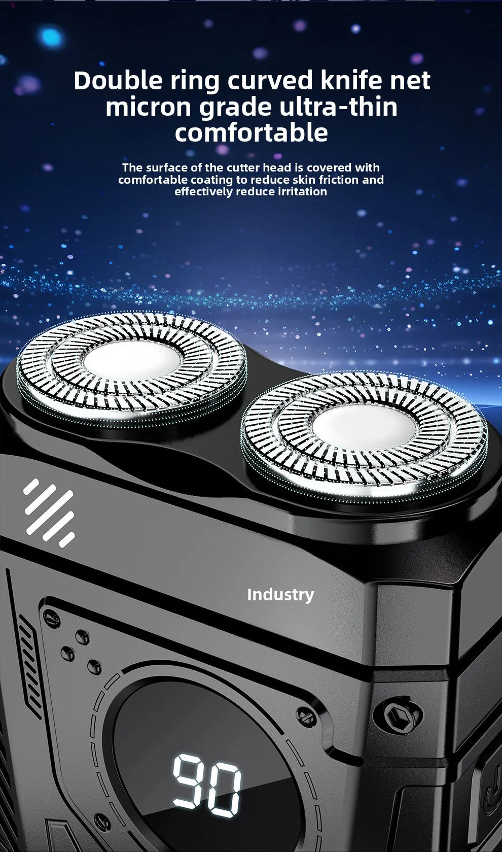 Powerful Dual Blade Mini Electric Smart Shaver Digital Display Beard Trimmer Tool 36Db Household& Car