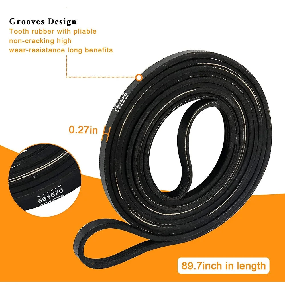 Dryer Drum Belt and Idler Pulley and Pulley Kit Compatible with May-tag,Ken-more Dryers 661570VP 661570V PS11726337