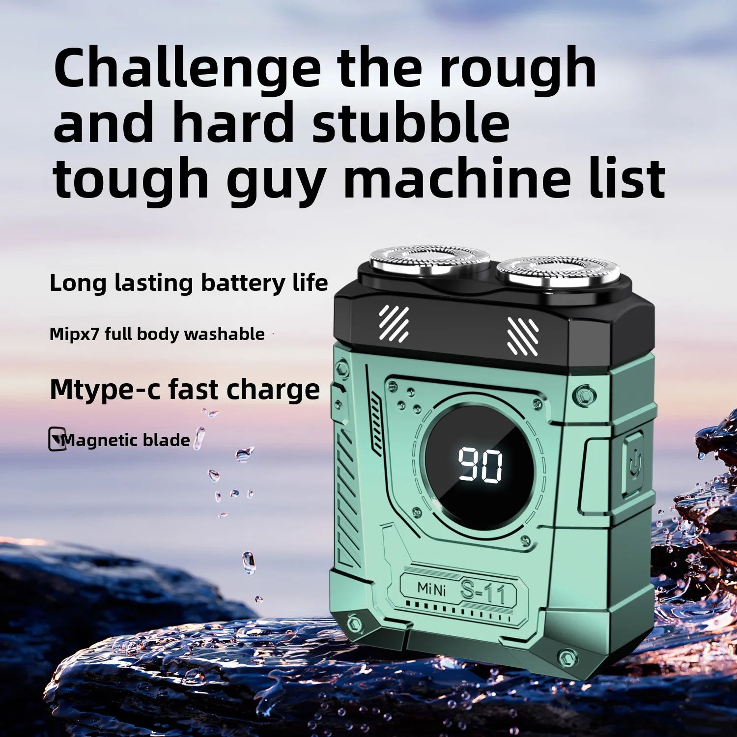 Powerful Dual Blade Mini Electric Smart Shaver Digital Display Beard Trimmer Tool 36Db Household& Car