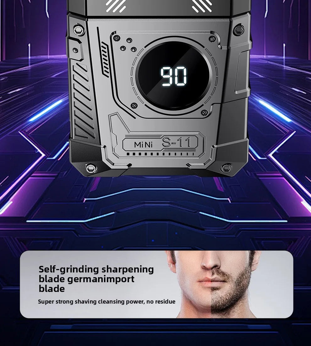 Powerful Dual Blade Mini Electric Smart Shaver Digital Display Beard Trimmer Tool 36Db Household& Car