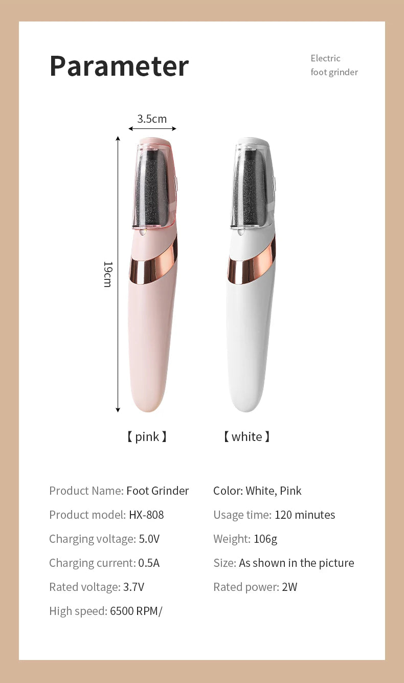 HOMEFISH Electric Foot Grinder Automatic Foot Callus Rubbing Pedicure Dead Skin Callus Remover for  Foot Beauty Machine