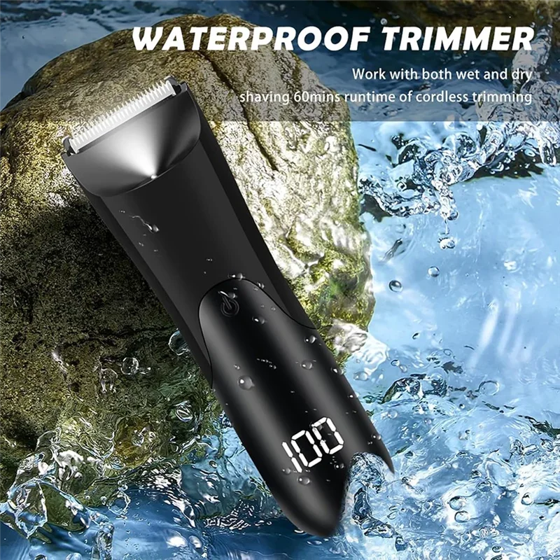 Men's Body Trimmer, Electric Razor, Pubic and Underarm Hair Private Hair Trimmer, Ceramic Blade Men's Grooming Kit