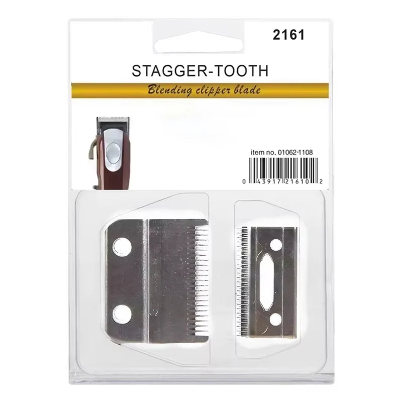 #2161 Gold，Professional Replacement 2-Hole Stagger-Tooth Clipper Gold Blade For Cordless Magic Clip 8148 Clippers