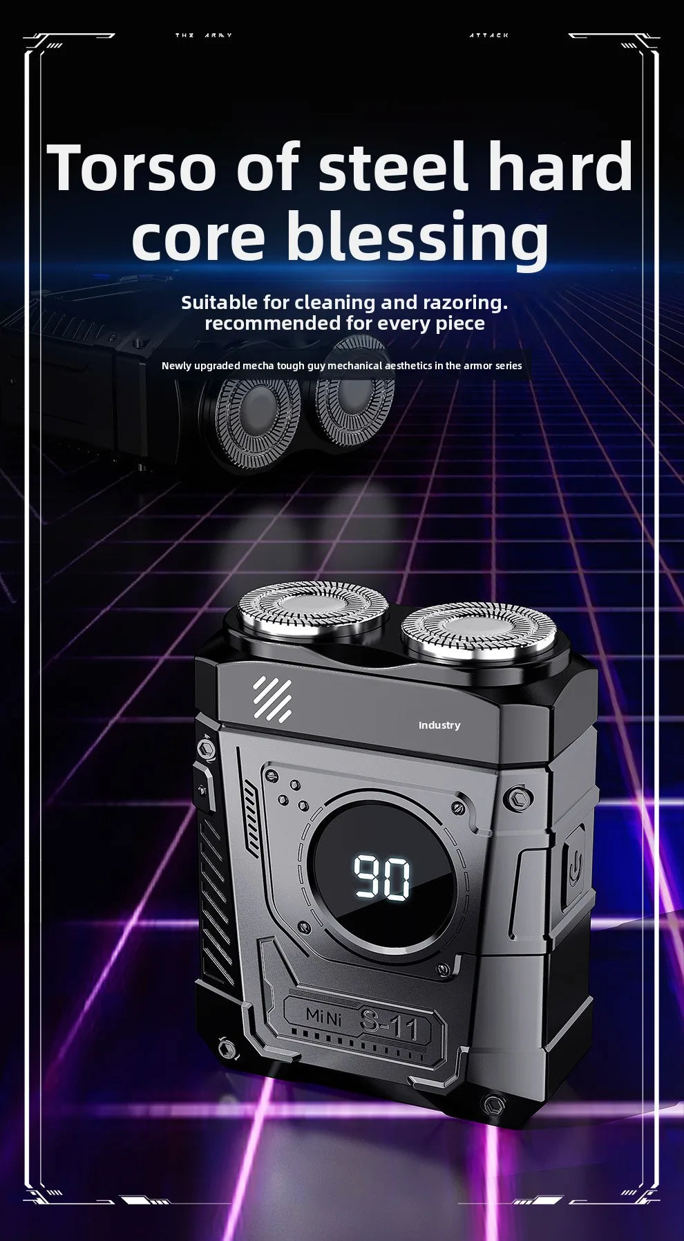 Powerful Dual Blade Mini Electric Smart Shaver Digital Display Beard Trimmer Tool 36Db Household& Car