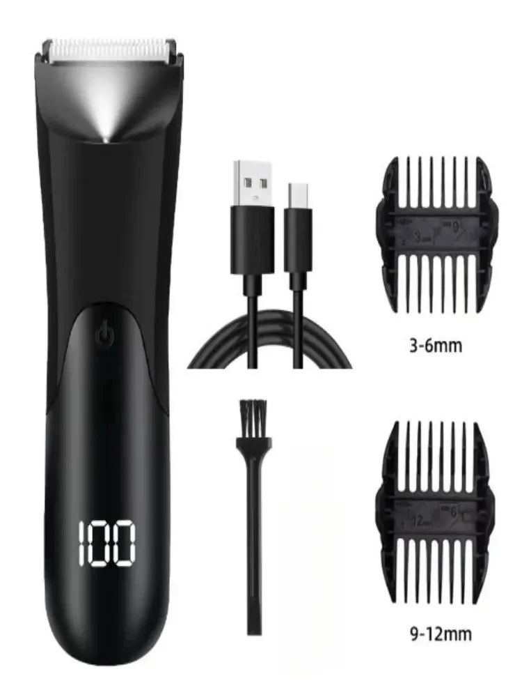 Men's Body Trimmer, Electric Razor, Pubic and Underarm Hair Private Hair Trimmer, Ceramic Blade Men's Grooming Kit